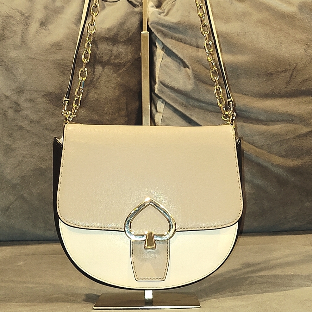 Kate Spade New York Robyn Colorblock Leather Crossbody / Shoulder Saddle Bag Euc